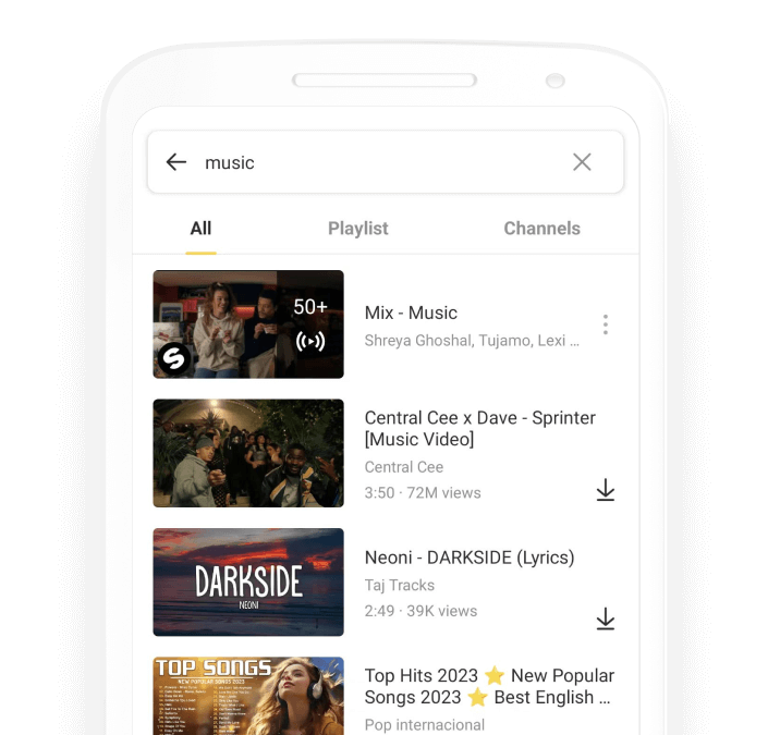 search and download music with snaptube